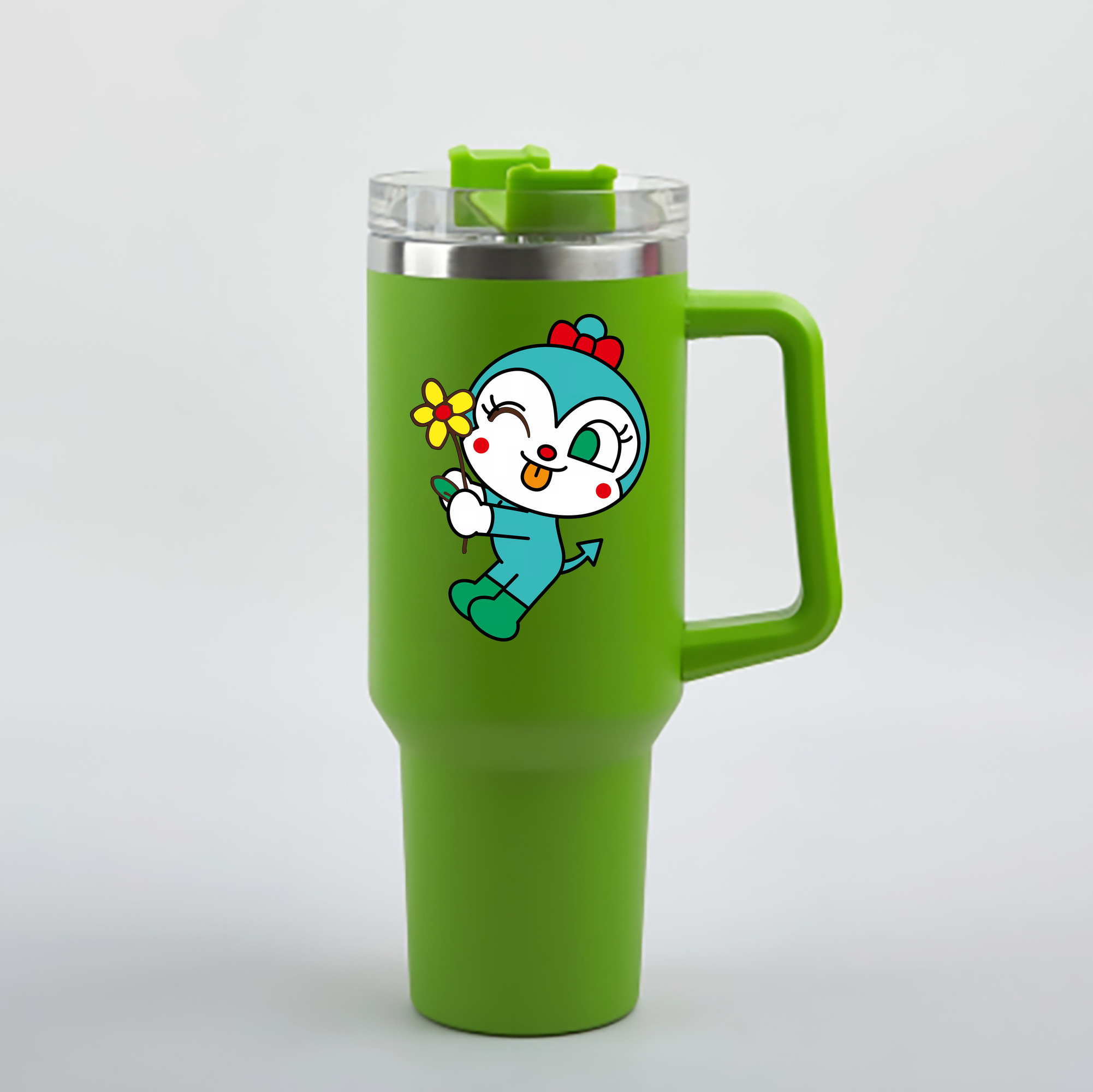 （画像用） アンパンマン Anpanman 1200mL車用タンブラー - クリスタルステッカー（プラスチックストロー付き）